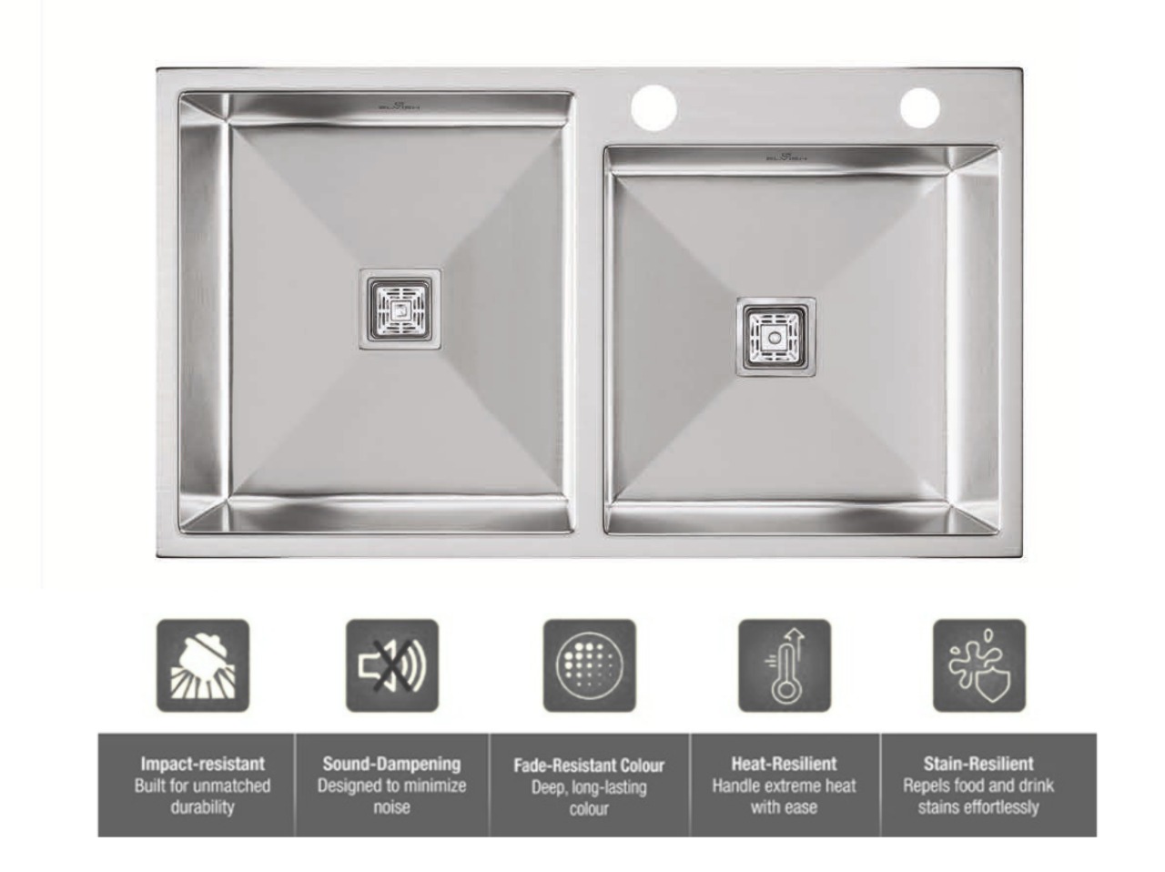 Handmade Double Bowl with Tap Hole Kitchen Sink (45x20x9 inches)