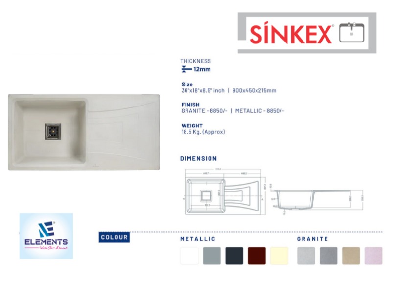 Single Bowl With Drain Board (36x18x8.5inches)