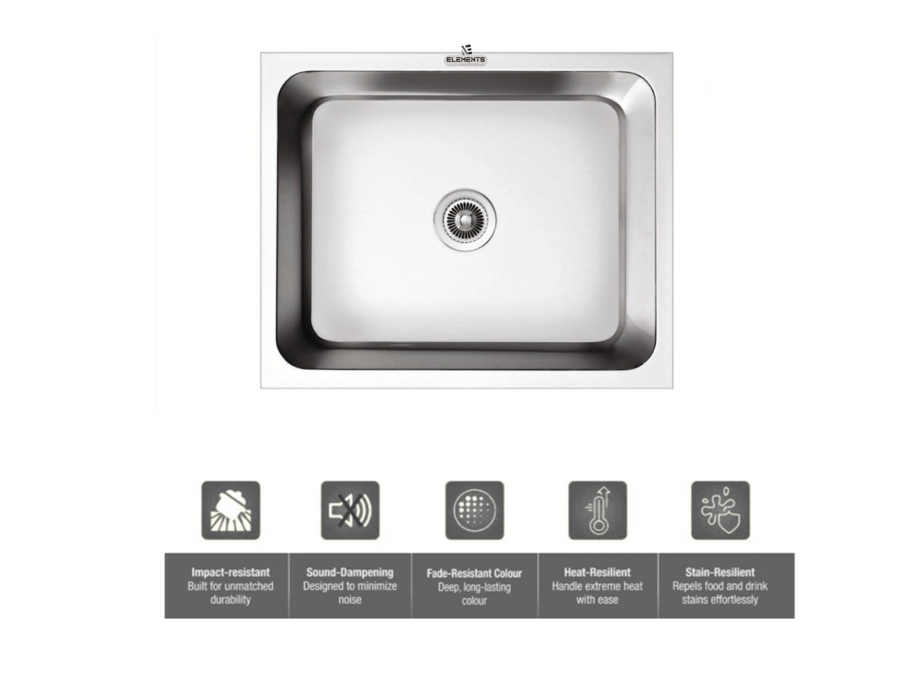 Single Bowl Kitchen Sink (18x16x8 inches)