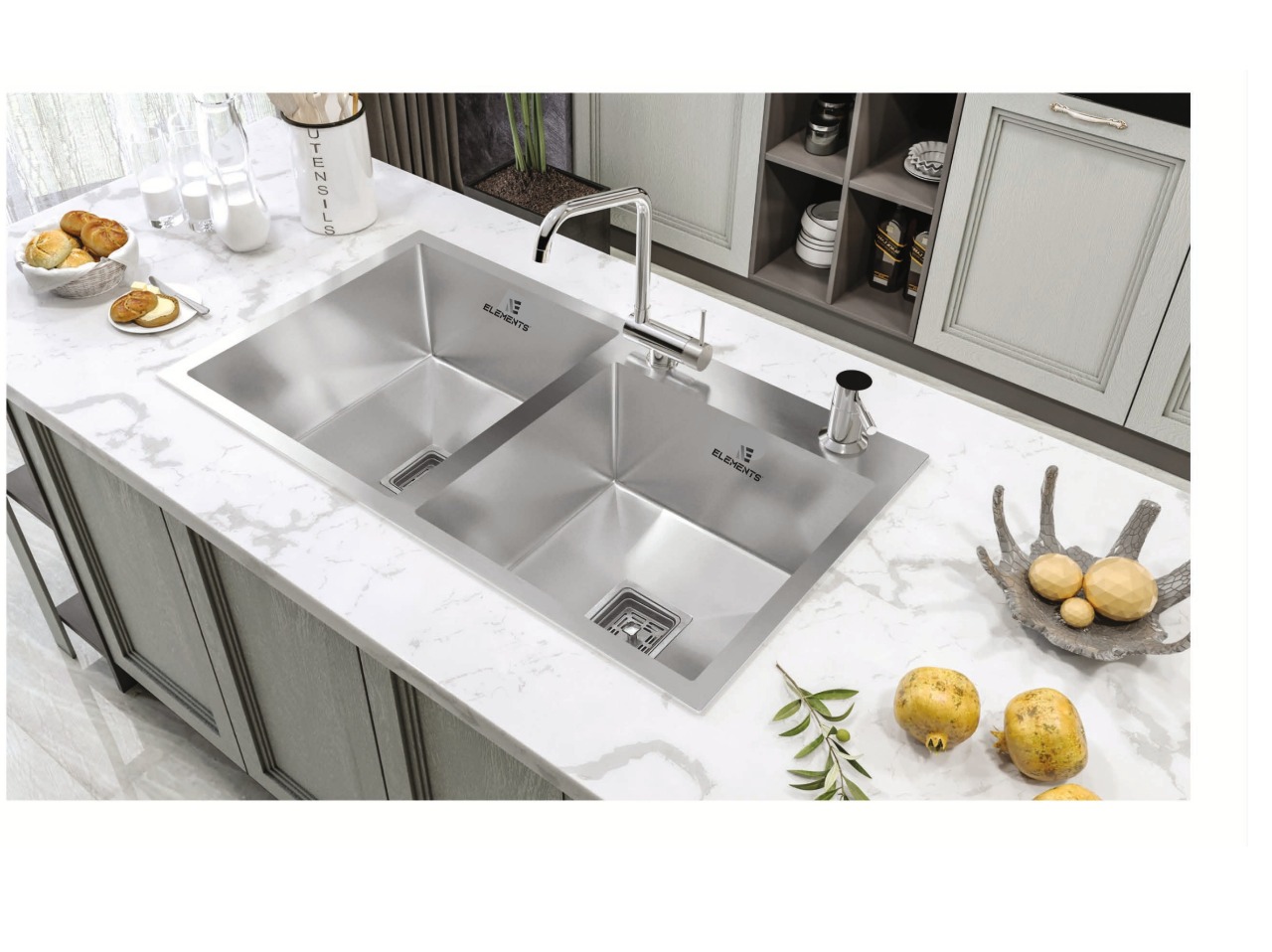 Handmade Double Bowl With Tap Hole Kitchen Sink (30x18x9 inches)