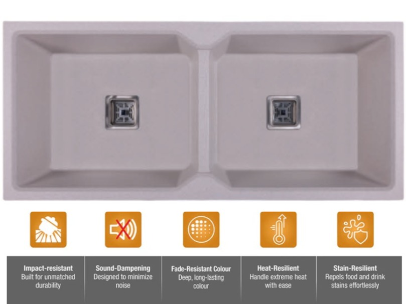 Double Bowl With Drain Board ( 45x20x19 inches )